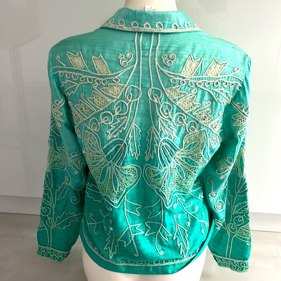 Sandy Starkman Vintage Raw Silk Embroidered Beaded Jacket - Picture 4 of 16